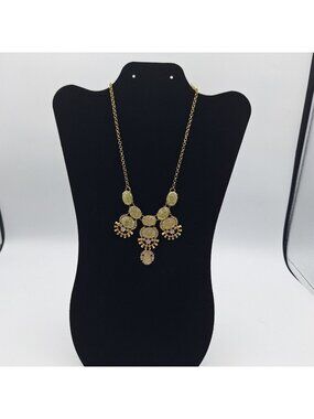 VINTAGE STATEMENT COSTUME JEWELRY NECKLACE GLITTERY STONES FAUX RHINESTONES